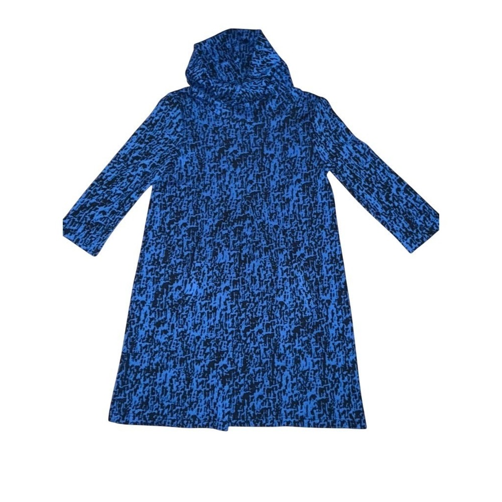 Tyler Boe Sweater Dress Womens S Blue & Black Abstract Turtleneck‎ funnel tunic